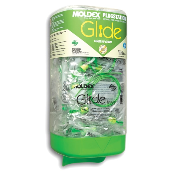 Glide® PlugStation® Foam Twist-In NRR 30 Disposable Ear Plug & Cord Dispenser 150 Pair/Dispenser