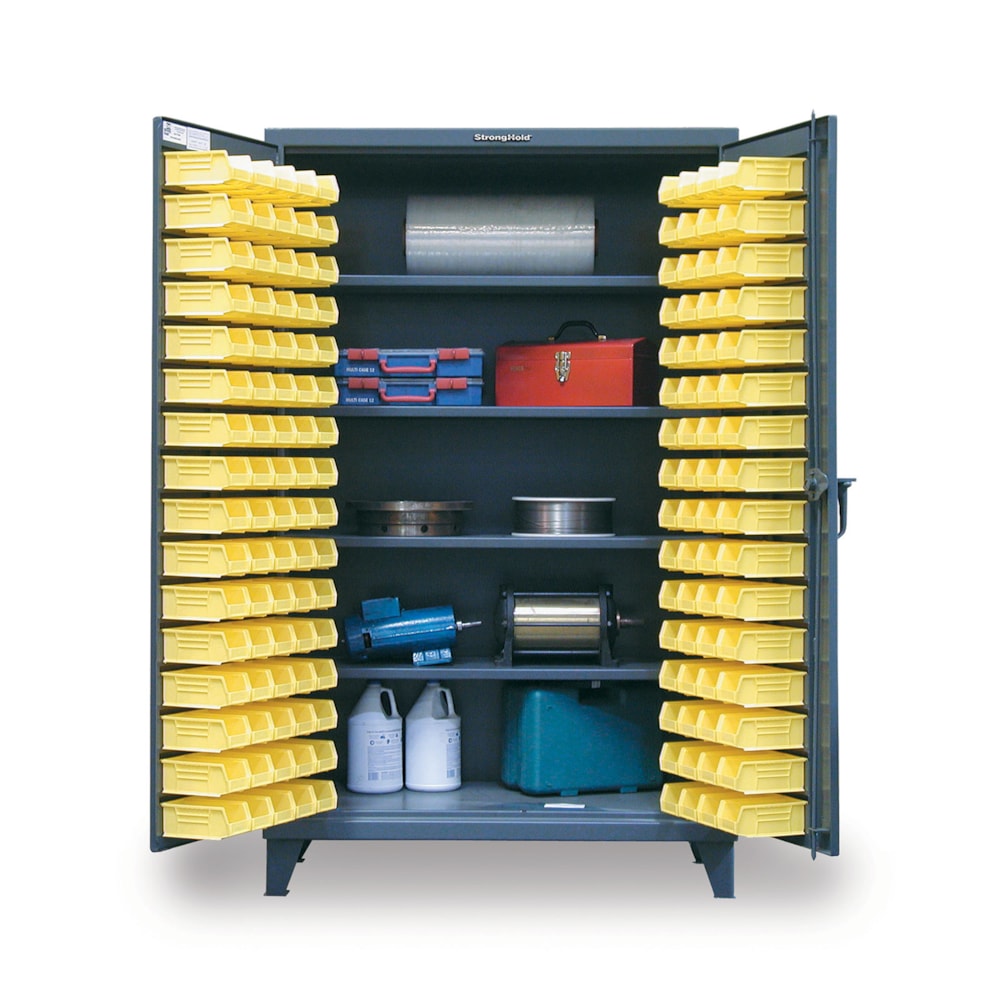 Heavy-Duty All-Welded 4-Shelf Bin Storage Cabinet with Shelves, 48"W x 24"D x 72"H