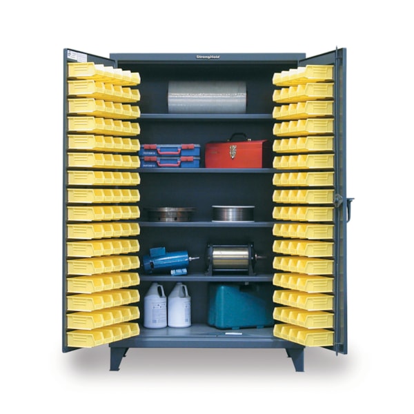 Heavy-Duty All-Welded 4-Shelf Bin Storage Cabinet with Shelves, 48"W x 24"D x 72"H