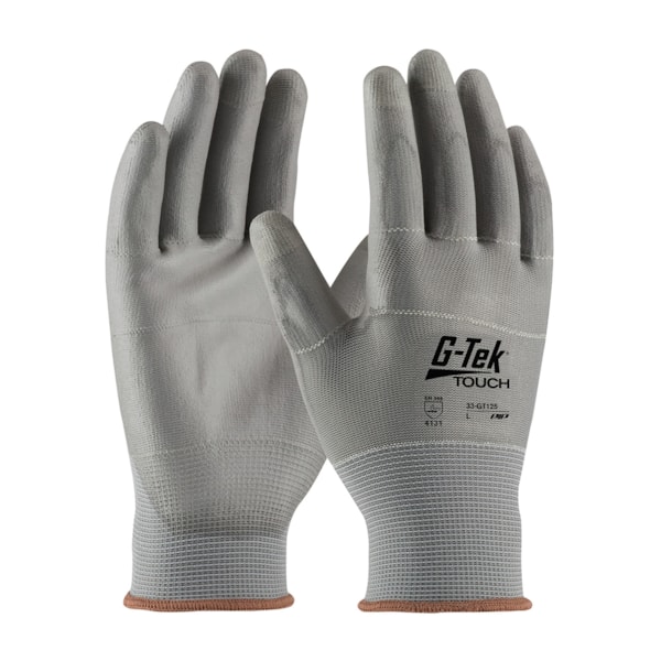 G-Tek® Touch Smooth Polyurethane Palm Coated Nylon Polyester Knit Touchscreen Compatible Gloves