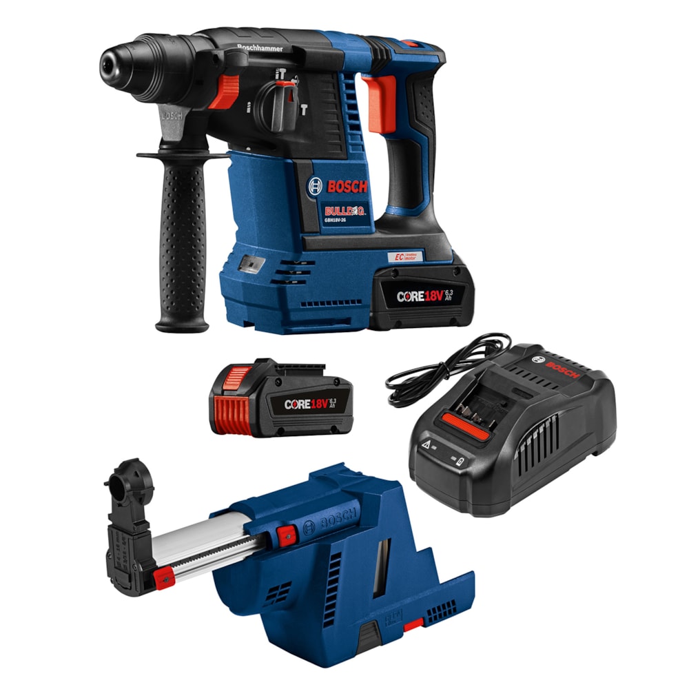 Bulldog™ SDS-Plus® 18V EC Cordless 1" Rotary Hammer & Dust Collection Attachment Kit