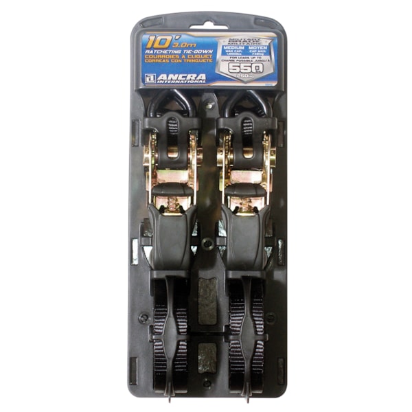 1" x 10' Ratcheting Tie Downs w/ S Hooks, 2 Pack