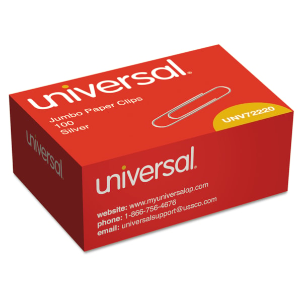Smooth Wire Paper Clips, Jumbo, Silver, 100 Paper Clips