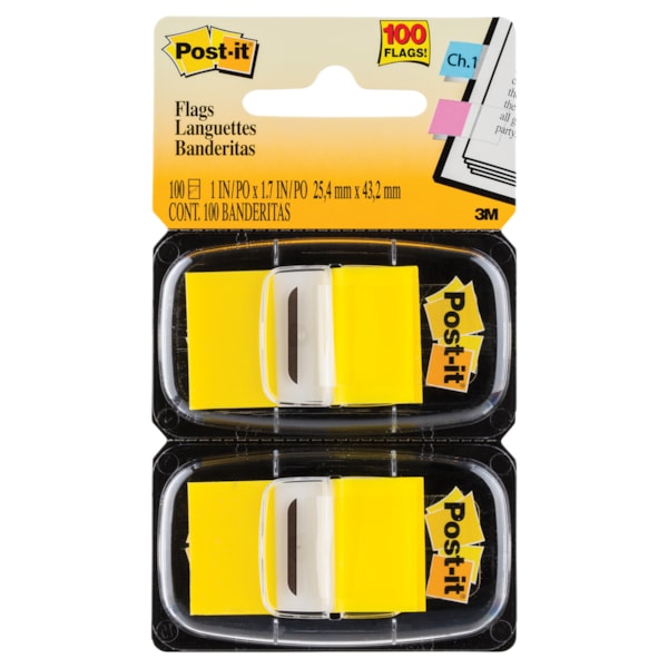 1" x 1.7" Canary Yellow Flags 2 Dispensers/Pack