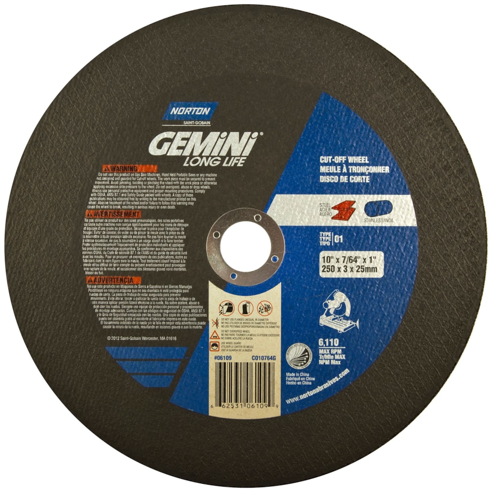 16" x 3/32" x 1" Type 01/41 Aluminum Oxide Abrasive Chop Saw Cut-Off Wheel