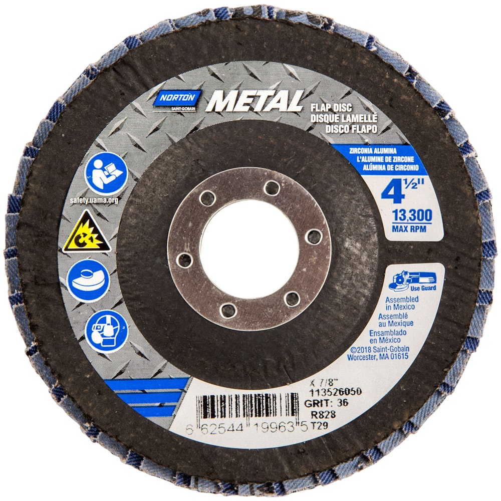 Metal 4 1/2" x 7/8" Arbor Type 29 Coarse P60G Zirconia Alumina Abrasive Fiberglass Conical Flap Disc