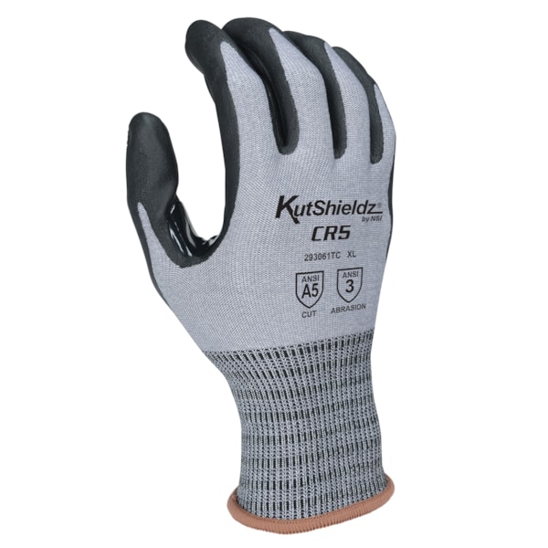 Touchscreen Reinforced Thumb Crotch Foam Nitrile Palm Coated HPPE Level A5 Cut Resistant Gloves