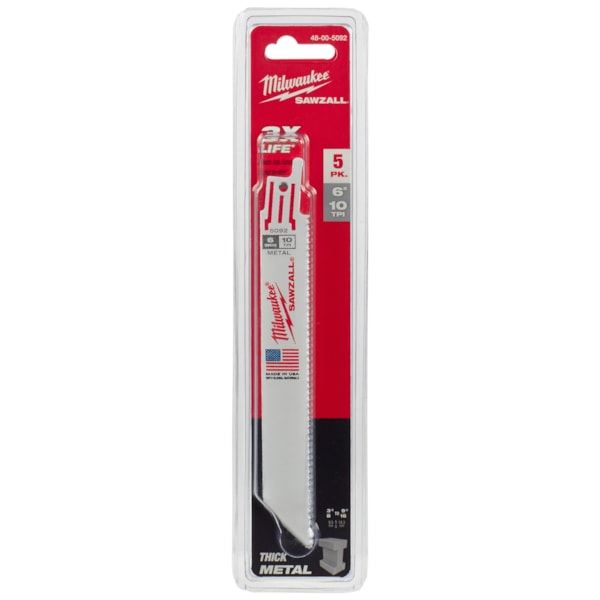 SAWZALL® 6"L 10TPI Sch 80 Pipe & Threaded Rod Thin Kerf Recip Saw Blades 5/Pack