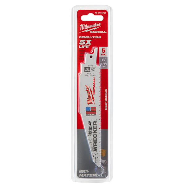 SAWZALL® WRECKER™ 6" 7/11TPI Multi-Material Demolition Recip Saw Blades 5/Pack
