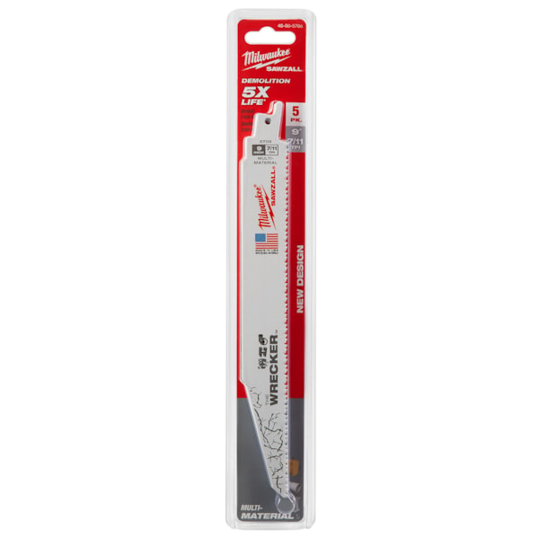 SAWZALL® WRECKER™ 9" 7/11TPI Multi-Material Demolition Recip Saw Blades 5/Pack