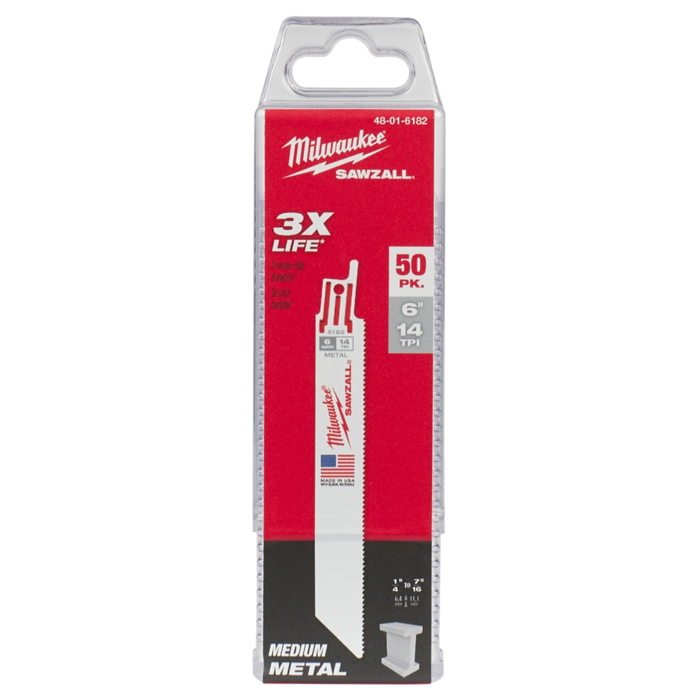 SAWZALL® 6"L 14TPI Sch 80 Pipe & Threaded Rod Thin Kerf Recip Saw Blades