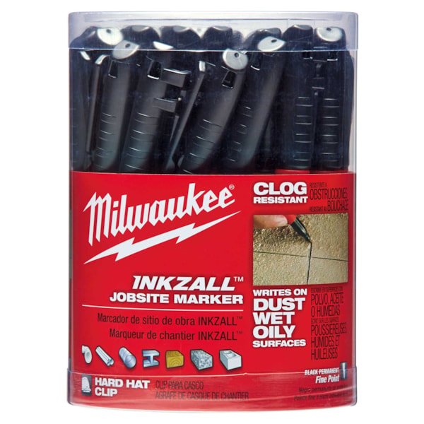 INKZALL™ Black Fine Point Jobsite Marker 12/Pack