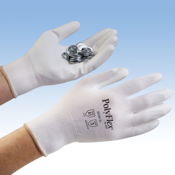 Polyurethane Coated White Nylon Gloves