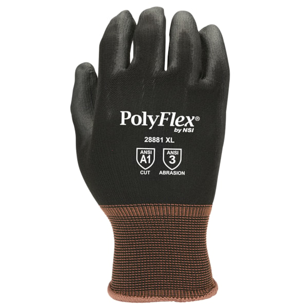 Polyurethane Palm Coated Black Nylon Gloves