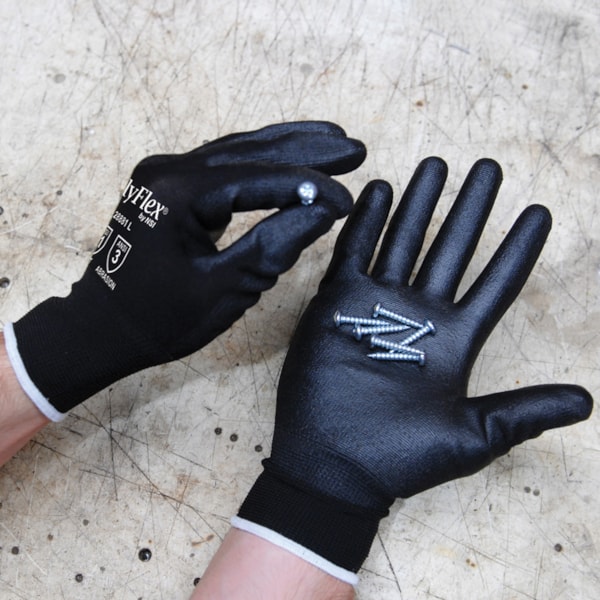 Polyurethane Palm Coated Black Nylon Gloves
