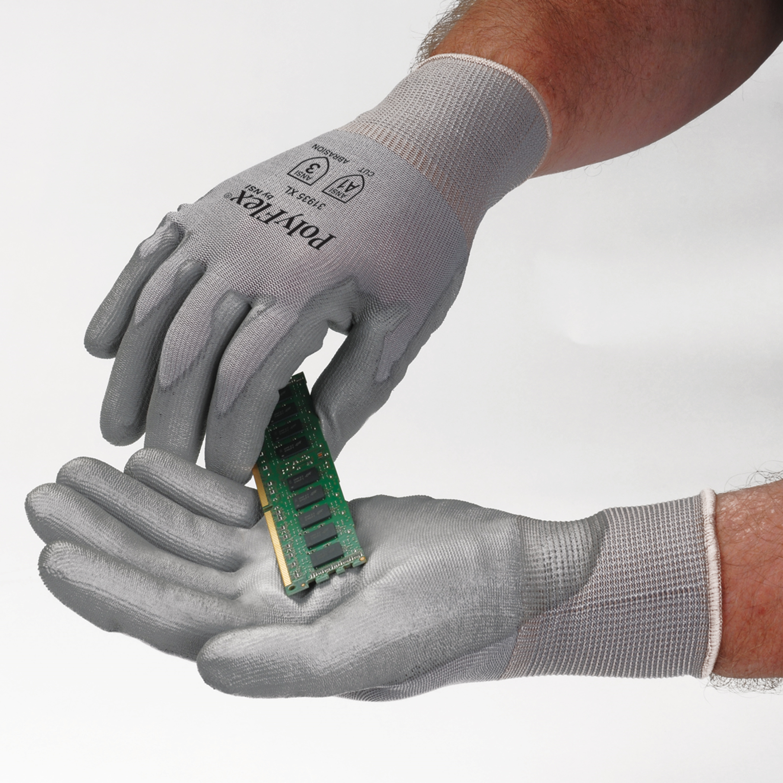 NSI PolyFlex™ Polyurethane Palm Coated Gray Nylon Gloves - 31935