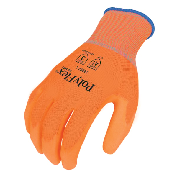 Hi-Vis Orange Polyurethane Palm Coated Nylon Gloves