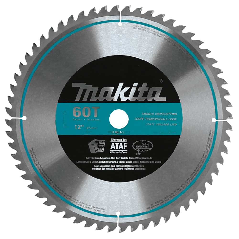 12" Micro-Polished 60T Smooth Cross-Cutting 1" Arbor Miter Saw Blade