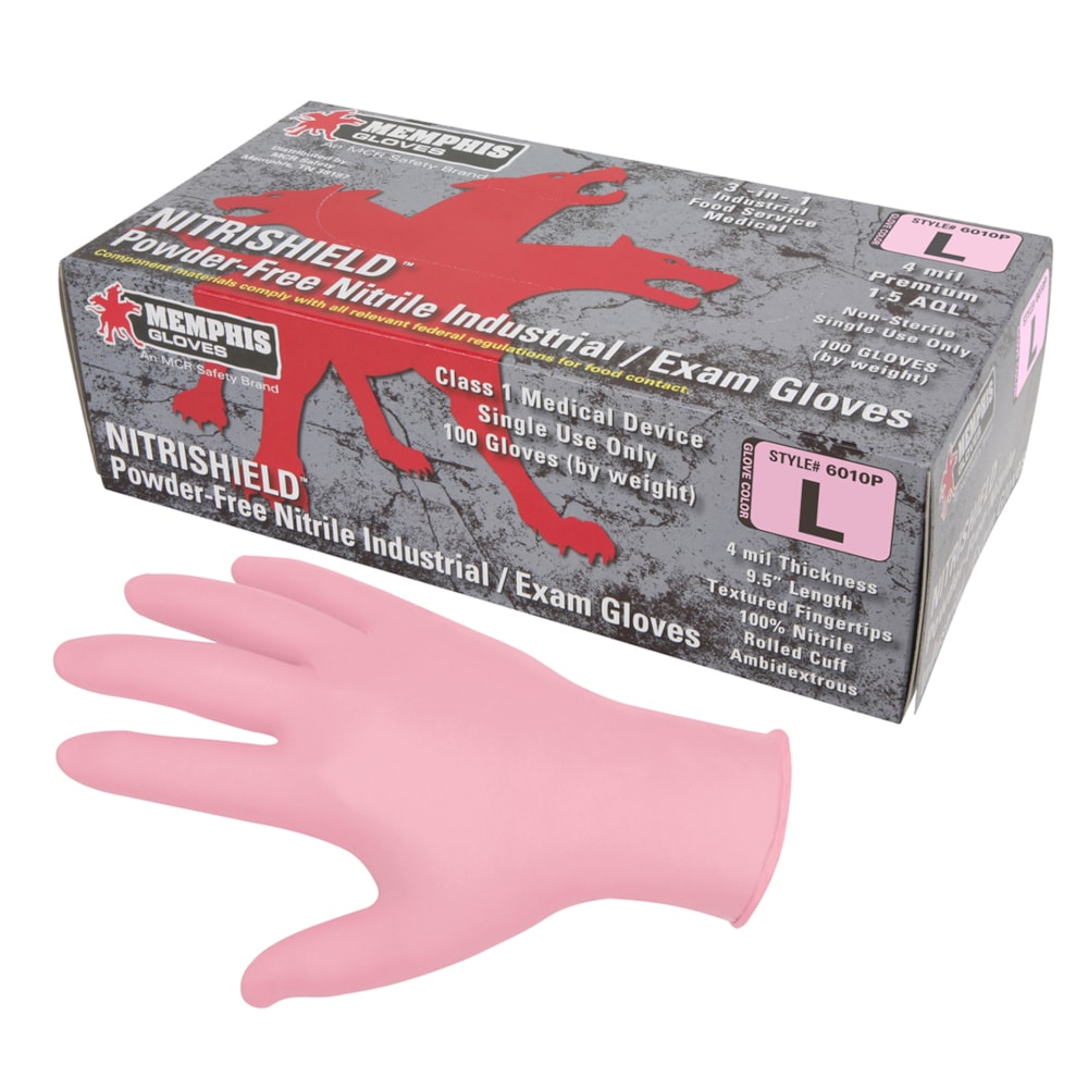 Nitri-Med Pink Medical Grade Powder Free 4 mil Nitrile Gloves 100/Box