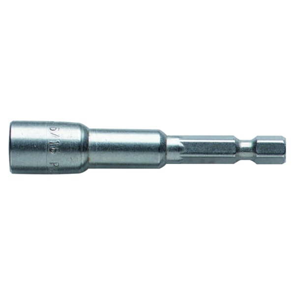 SAE Magnetic Nutsetter, 5/16", 2 9/16" OAL, Hex Shank, Heat Treated Steel