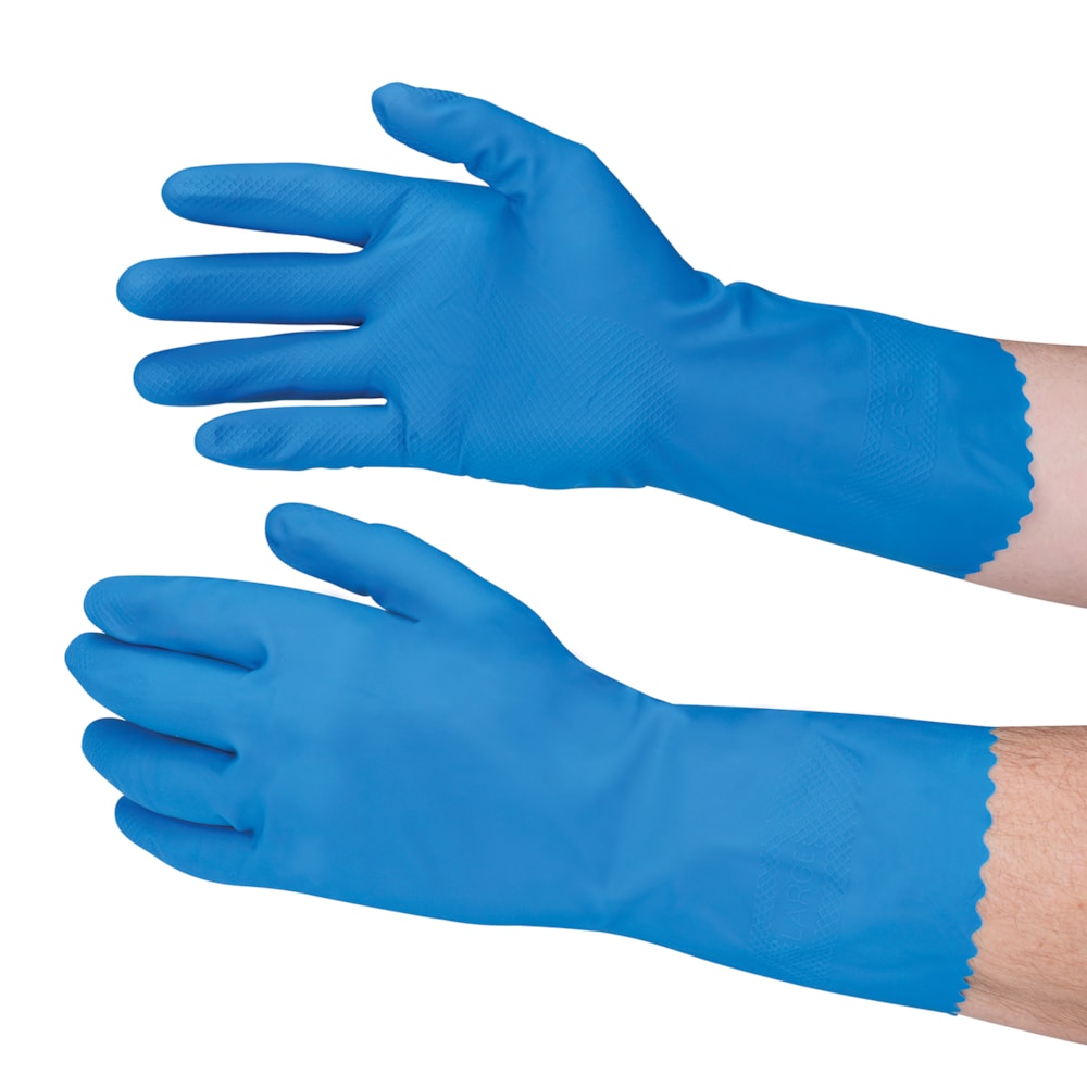 13 mil Unlined 12" Blue Rubber Latex Gloves 12 Pair
