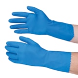 13 mil Unlined 12" Blue Rubber Latex Gloves 12 Pair thumbnail 1