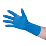 13 mil Unlined 12" Blue Rubber Latex Gloves 12 Pair thumbnail 2