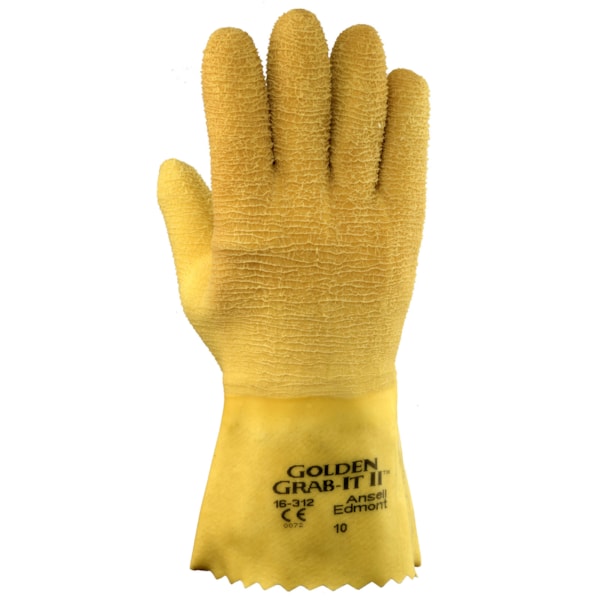 Golden Grab-It® II Natural Rubber Latex Fully Coated Jersey-Knit Lined Level 2 Cut Resistant Work Gloves 12 Pair