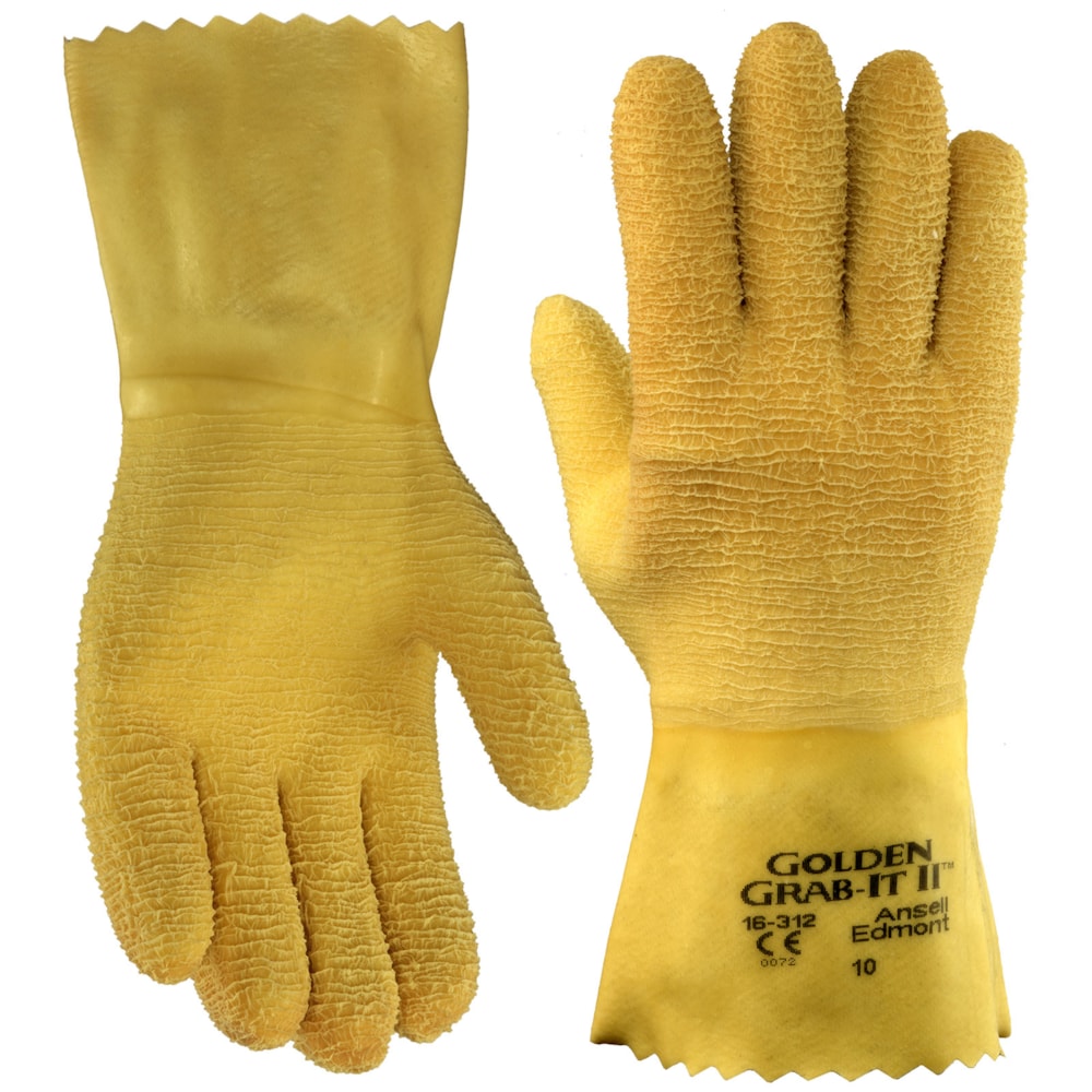 Golden Grab-It® II Natural Rubber Latex Fully Coated Jersey-Knit Lined Level 2 Cut Resistant Work Gloves 12 Pair