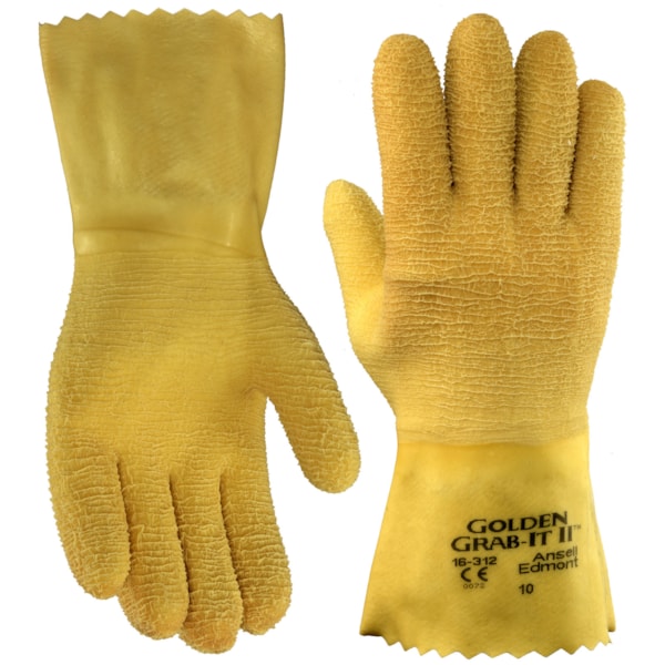 Golden Grab-It® II Natural Rubber Latex Fully Coated Jersey-Knit Lined Level 2 Cut Resistant Work Gloves 12 Pair