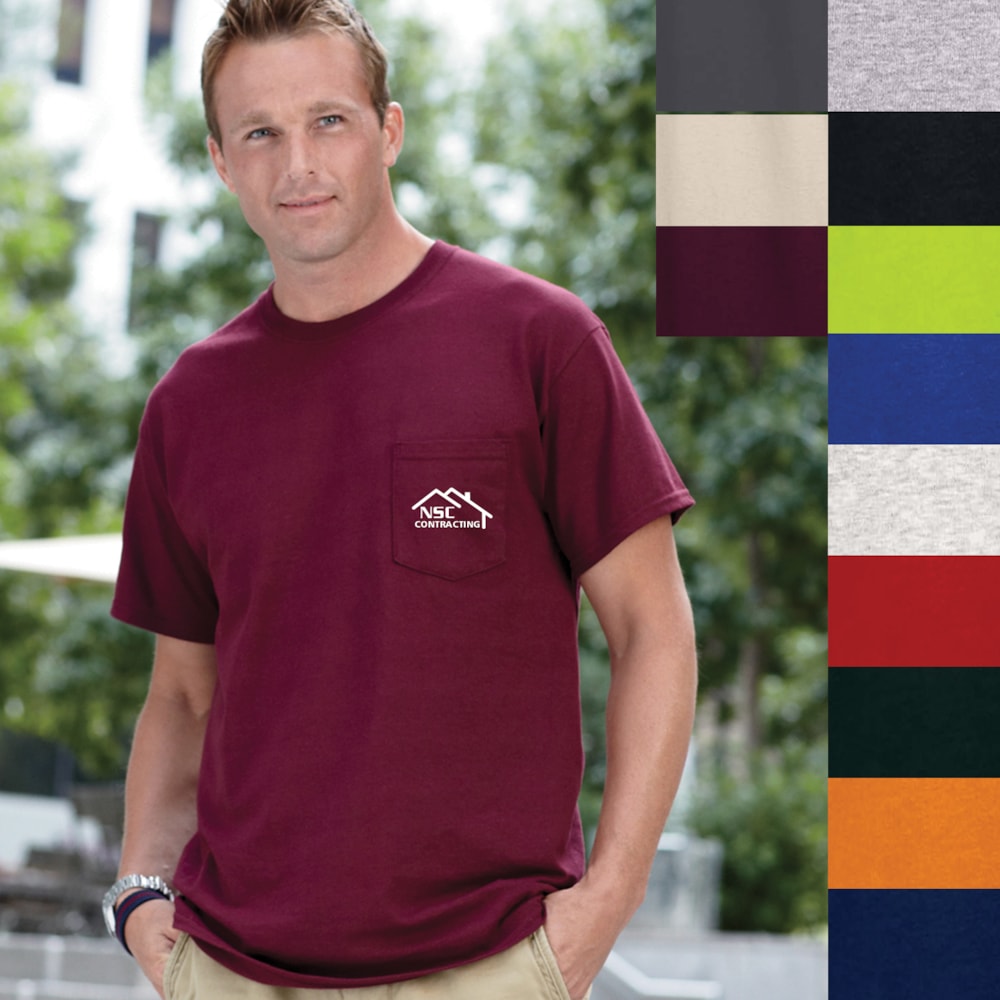 Ultra Cotton® 6 oz. Color Pocket T-Shirt, Custom Product Add Your Logo