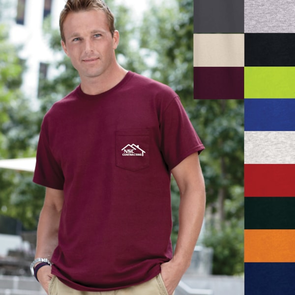 Ultra Cotton® 6 oz. Color Pocket T-Shirt, Custom Product Add Your Logo