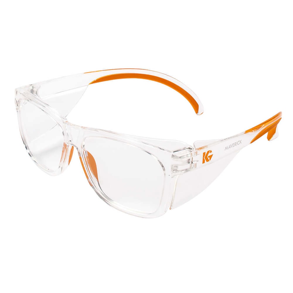 Maverick™ Clear Anti-Fog Lens & Clear Orange Frame Safety Glasses