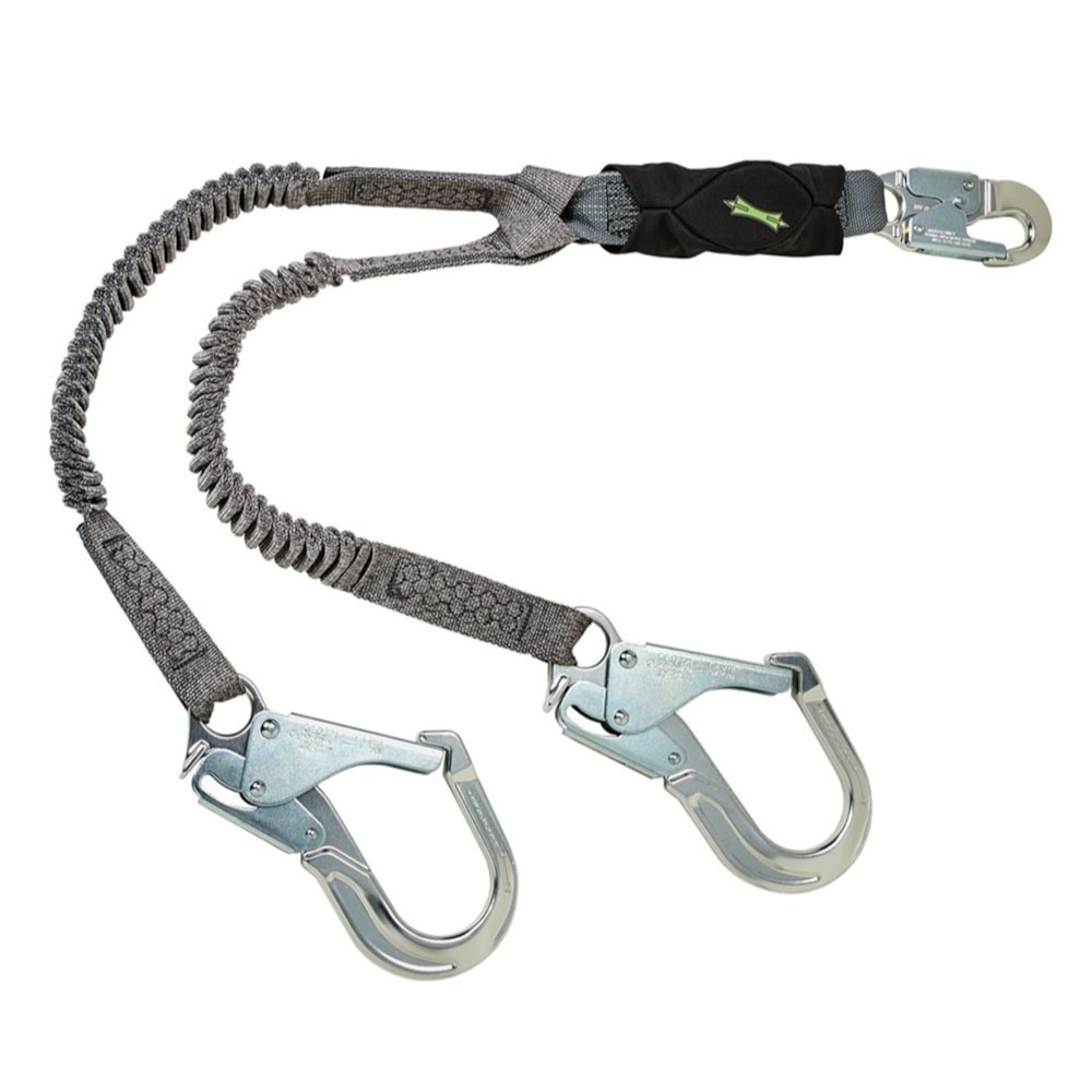 6' V-Series Stretch Twin-Leg Energy Absorbing Lanyard, 36CL Large Snaphooks