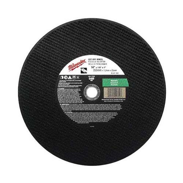 Premium Type 1 Cut-Off Wheel, 14 in Dia x 1/8 in THK, 20 mm Arbor, C24T Grit