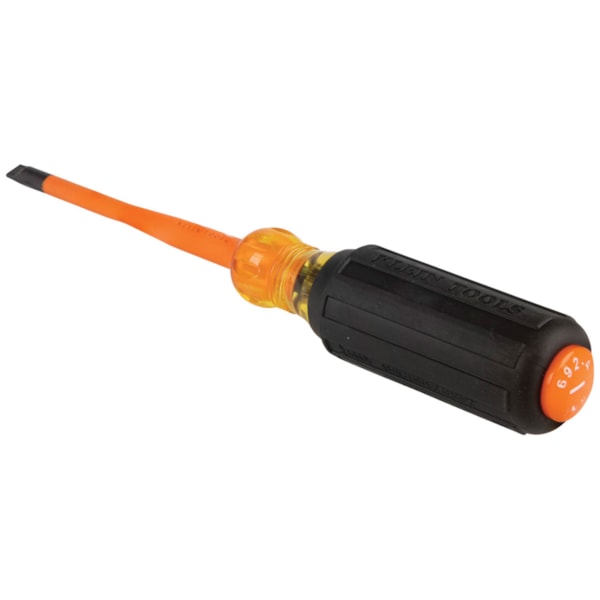 1/4" (6 mm) Cabinet Tip, Slim-Tip Insulated Screwdriver, 4" Shank