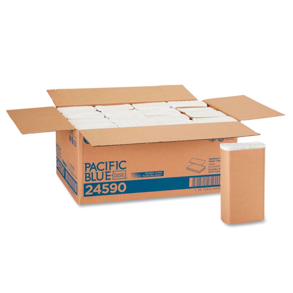 Pacific Blue Basic M-Fold White Paper Towels 250/Pack