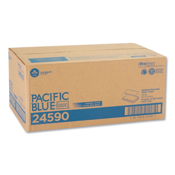 Pacific Blue Basic M-Fold White Paper Towels 250/Pack