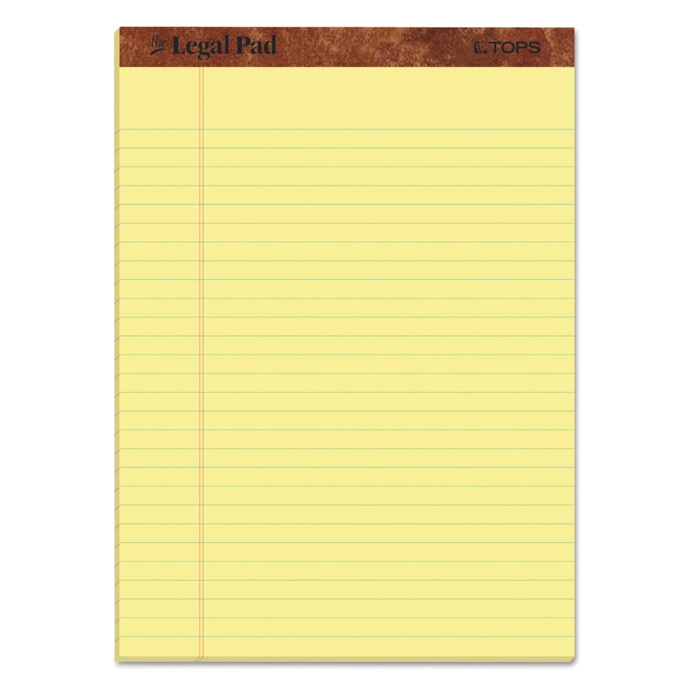 Tops Legal Rule Perforated Pads, Letter, Canary, Dozen 50 Sheet Pads