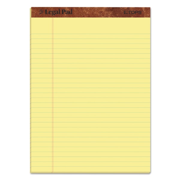 Tops Legal Rule Perforated Pads, Letter, Canary, Dozen 50 Sheet Pads