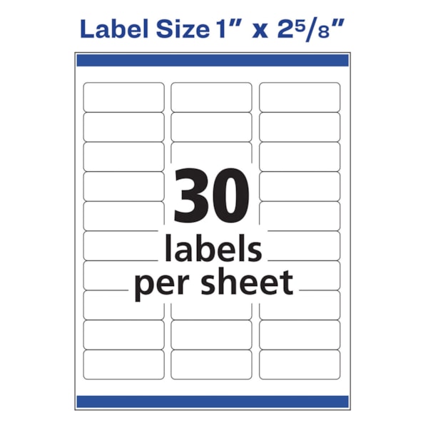 Easy Peel 1" x 2.63" White Address Labels 3000/Box