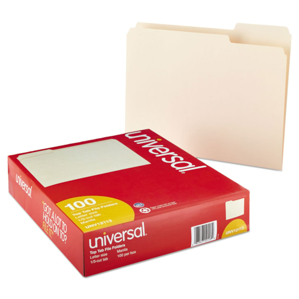 Letter Size Manila File Folders 1/3-Cut Tabs, Assorted Positions 100/Box
