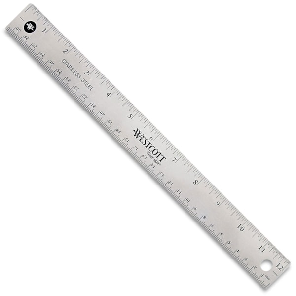 12" Stainless Steel Office Ruler With Non Slip Cork Base