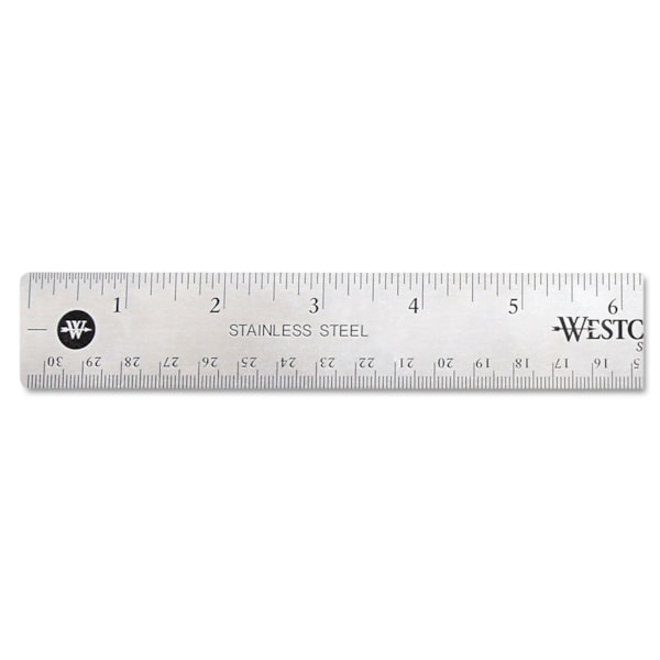 12" Stainless Steel Office Ruler With Non Slip Cork Base