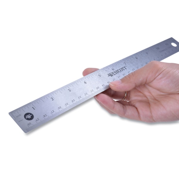 12" Stainless Steel Office Ruler With Non Slip Cork Base