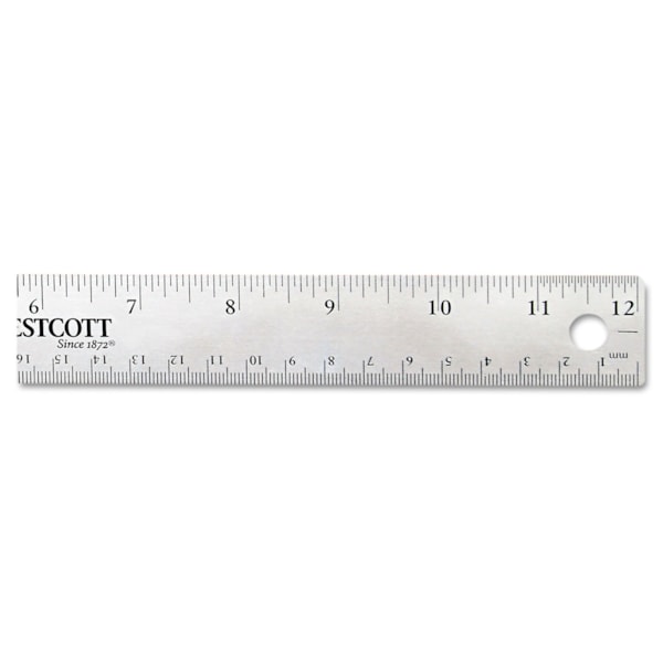 12" Stainless Steel Office Ruler With Non Slip Cork Base