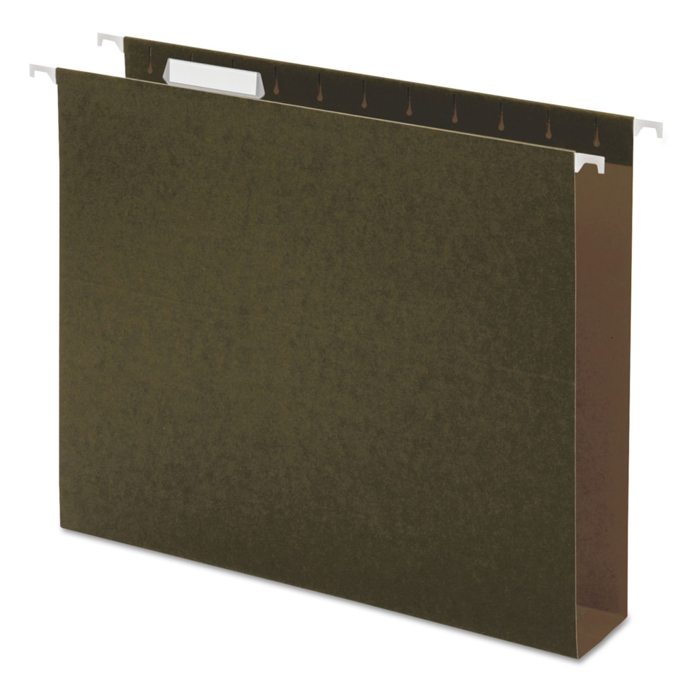 Letter Size Box Bottom Hanging File Folders 1/5-Cut Tab, Standard Green, 25/Box