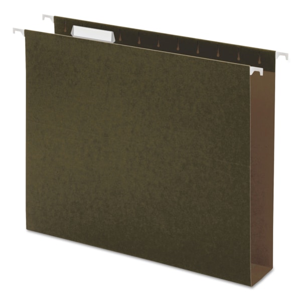 Letter Size Box Bottom Hanging File Folders 1/5-Cut Tab, Standard Green, 25/Box