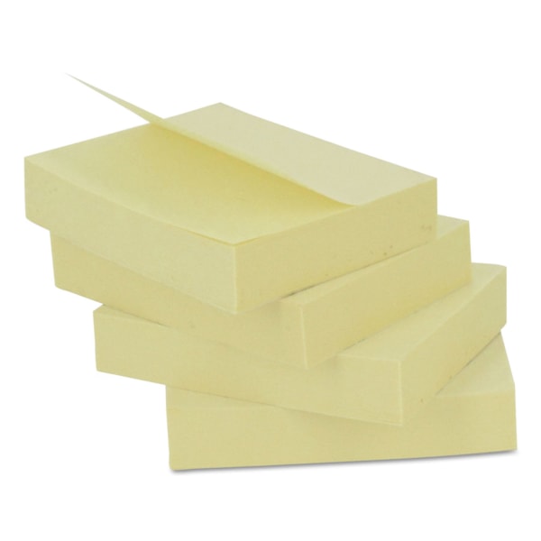 Recycled 100-Sheet Self-Stick Note Pads, 1-1/2" x 2", Yellow, 12/Pack