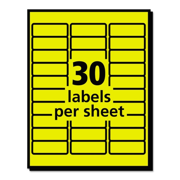 1" x 2-5/8" High-Visibility Neon Yellow Permanent Laser ID Labels 750/Pack